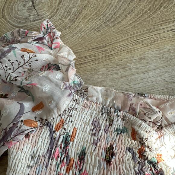 Allison + Kelly Floral Print Smocked Tiered Long Sleeve Dress 10 - Picture 4 of 9